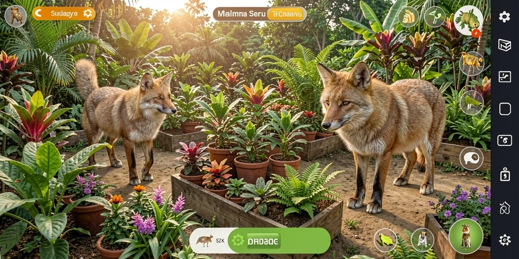 Screenshot gameplay <strong>5ZK</strong> menampilkan suasana ladang yang asri dan aktivitas bertani.