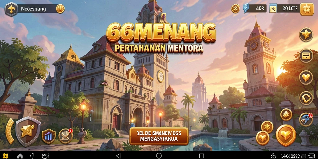 Screenshot gameplay 66MENANG menampilkan pertahanan menara yang hebat.