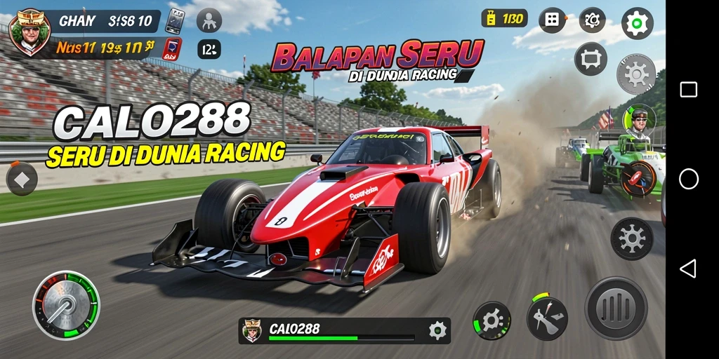 Tampilan gameplay balapan yang mendebarkan dan seru.