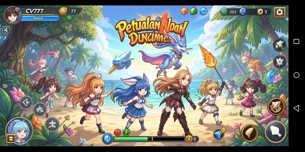 Tampilan gameplay CV777 dengan karakter Anime yang penuh warna.