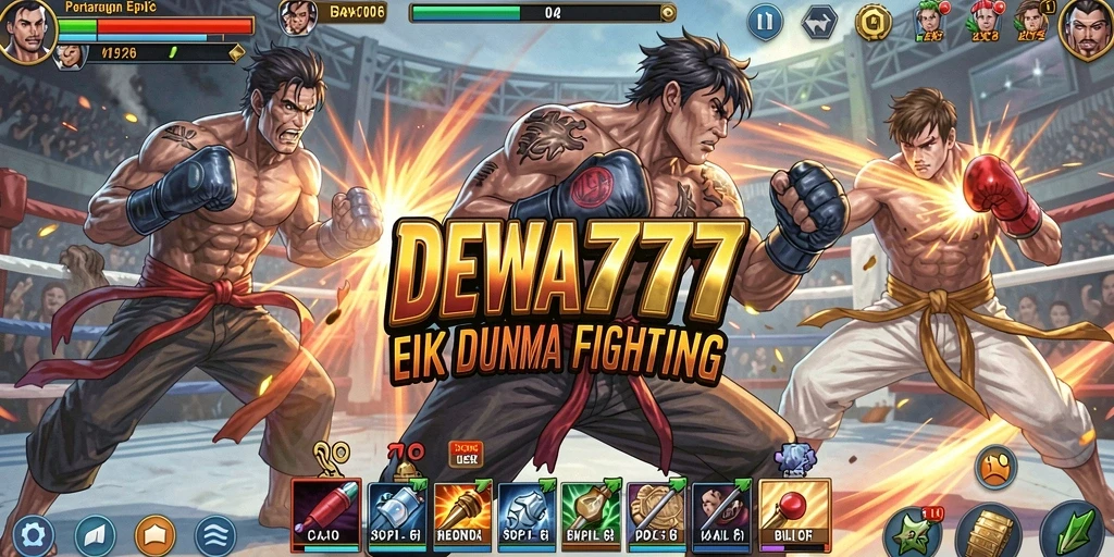 Gameplay seru DEWA777 dengan karakter Fighting bertarung.