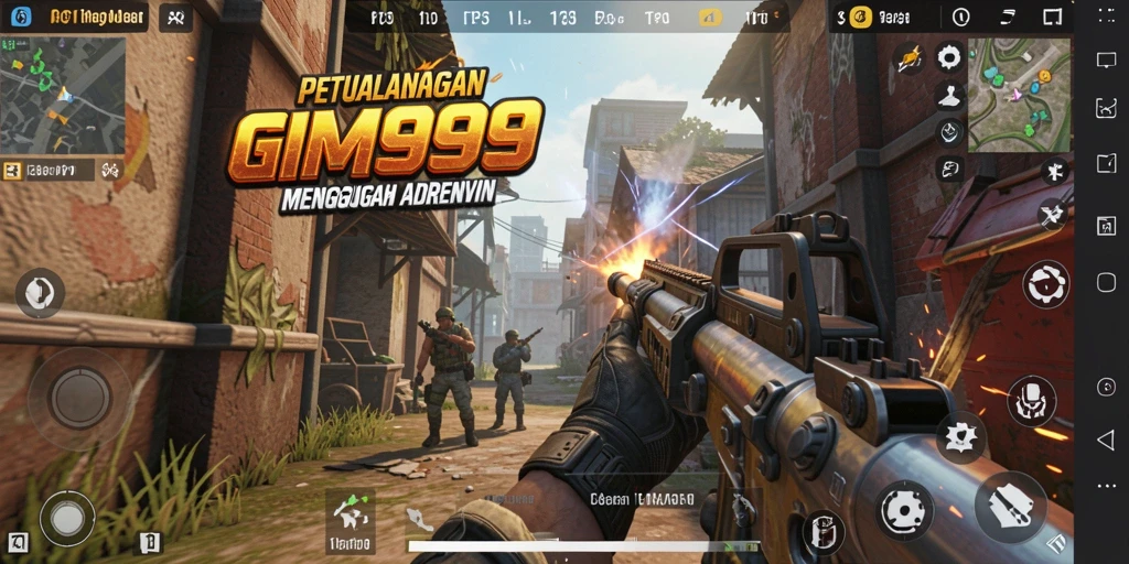 Screenshot gameplay GIM999 menampilkan aksi tembak-menembak yang mendebarkan.