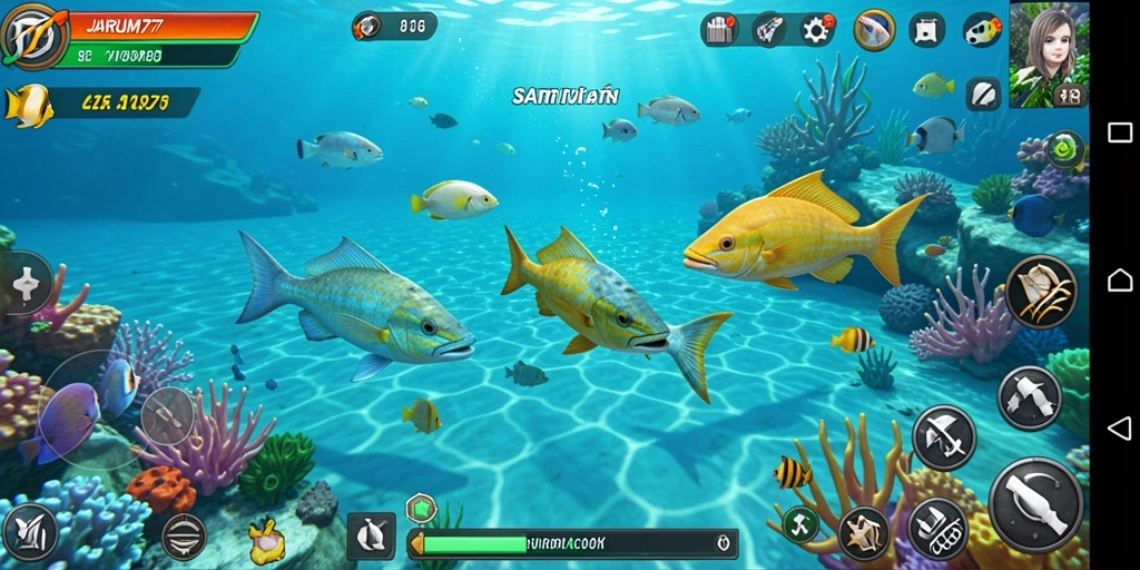 Screenshot gameplay JARUM77 menampilkan aksi menembak ikan yang seru.