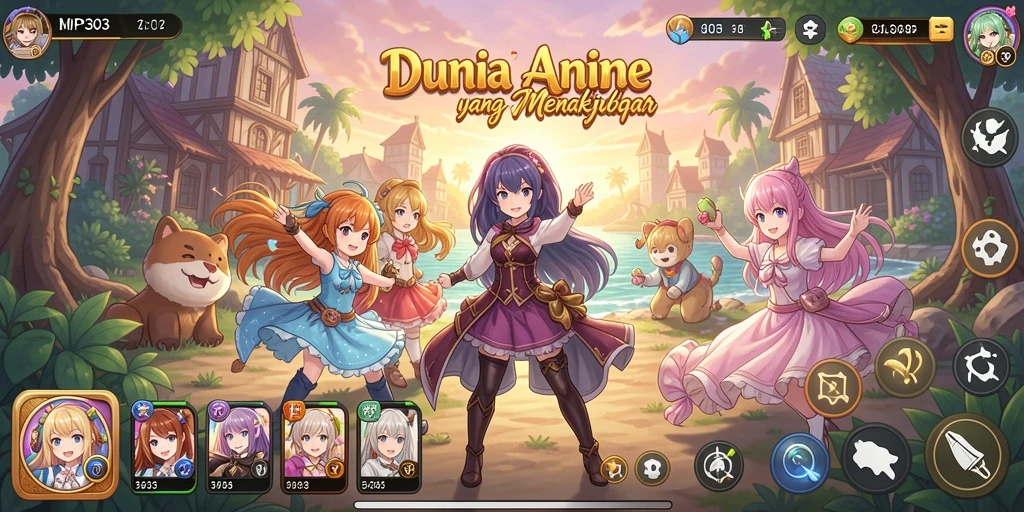 Screenshot MPO303 menampilkan pertarungan seru dengan karakter anime.