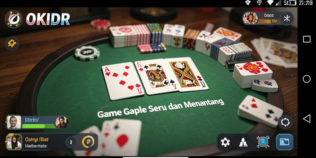 Tampilan gameplay seru di OKIDR, bermain Gaple bersama teman.