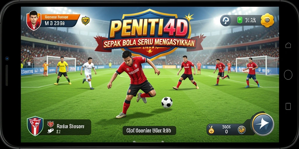 Tampilan gameplay seru dalam pertandingan sepak bola.