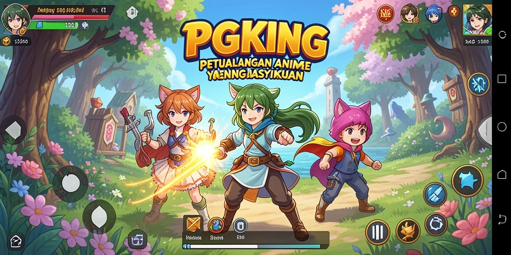 Tampilan gameplay PGKING yang dinamis dan penuh warna.