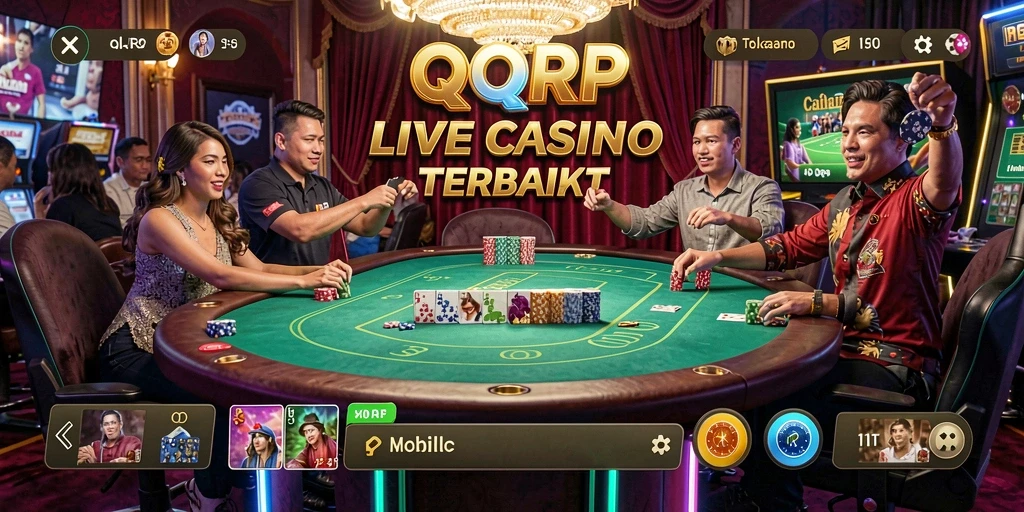 Gameplay seru QQRP dengan dealer langsung dan interaksi pemain.