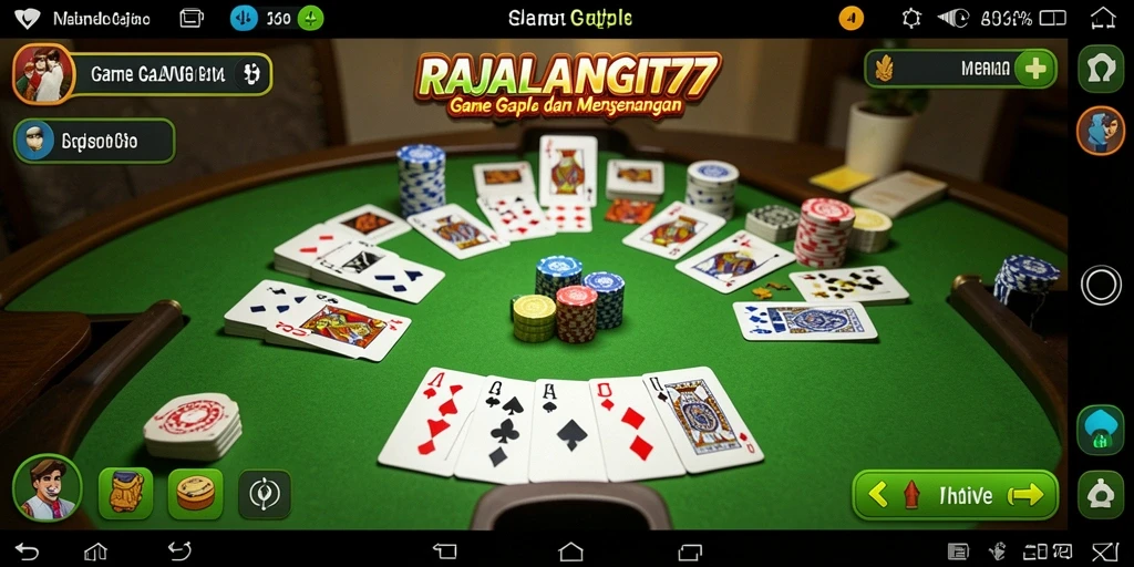 Tampilan gameplay seru dari RAJALANGIT77 yang menampilkan keseruan bermain Gaple.