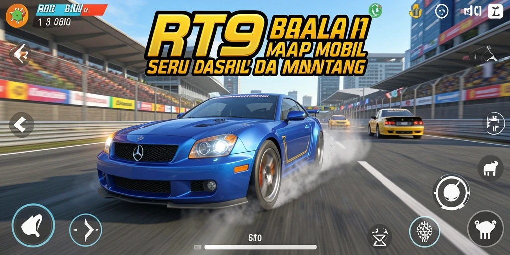 Tampilan gameplay Racing yang seru di RT99 dengan mobil melaju kencang.